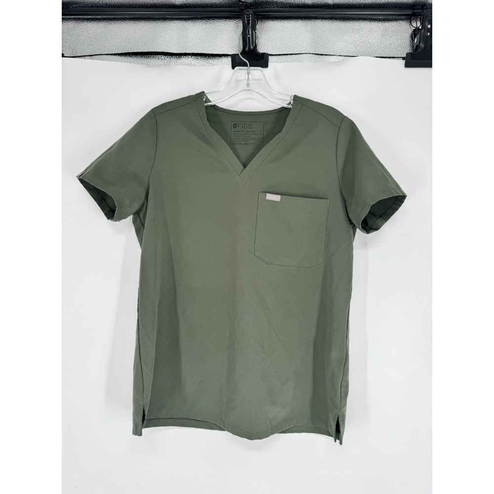 FIGS One Pocket Catarina Scrub Top Women Small Olive Forrest Moss Green T Shirt